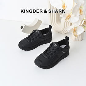 经典鲨2024年秋季款百搭黑色舒适平底系带通勤休闲跑步鞋女KW172-D37151