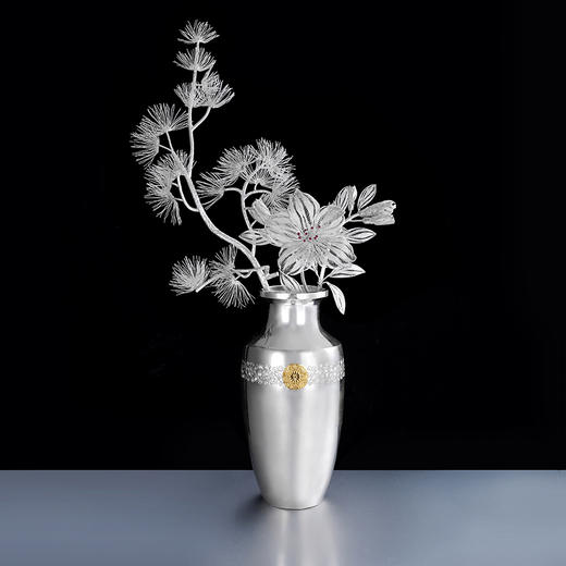 子佩集S999银手工银花丝【松间鹃鸣】花丝镶嵌插花瓶大师工坊原创设计【SJJMHP】2409 商品图1