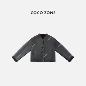 COCO ZONE 秋冬时尚女士V领排扣拼接保暖外套CC2C2223