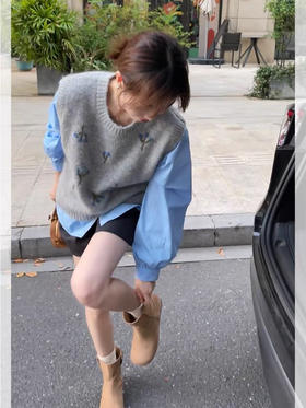 树叶马海毛马甲