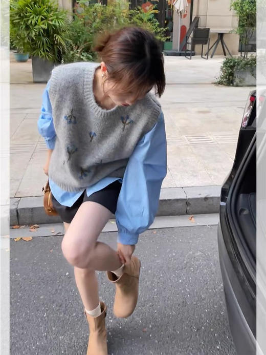 树叶马海毛马甲 商品图0