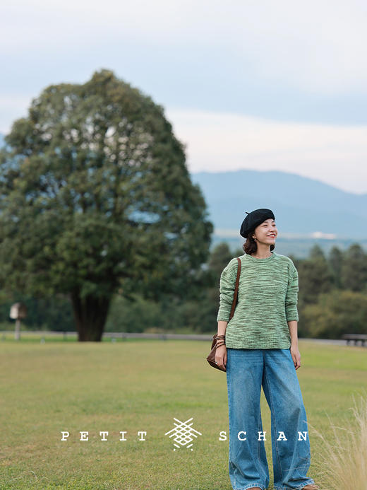 PETIT SCHAN小闪 CLO#595 Matcha Thousand Layers 抹茶千层 真丝羊绒圈圈纱圆领毛衣 商品图3