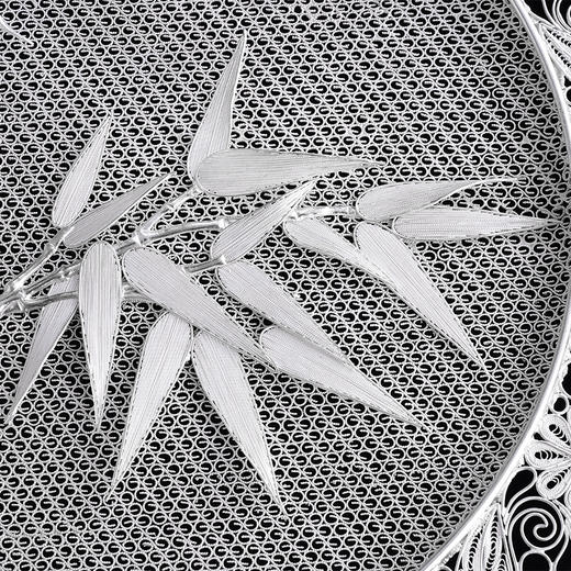 子佩集S999银纯手工制作【清竹瑞鸟】花丝盘纯银摆件大师工坊原创设计【QZRNHSP】2409 商品图4