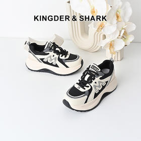 经典鲨2024年秋季新款韩版时尚拼色系带平底休闲鞋跑步鞋女KW336-D37031