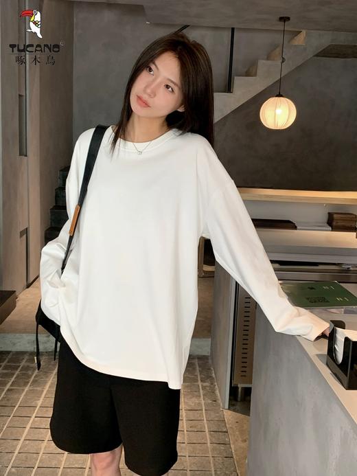 【99元/3件】啄木鸟TUCANO 男女同款 230G重磅纯棉长袖T恤 新疆纯棉精梳棉 吸湿透气 休闲百搭💕 商品图8