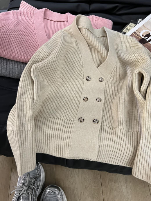 超厚双排扣针织开衫 商品图5