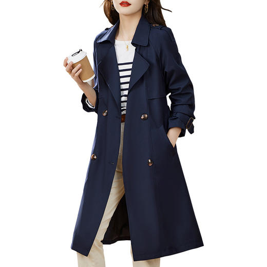 秋季新款女装韩版修身双排扣长款外套女式风衣 ZYF8903 商品图4
