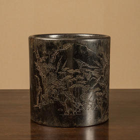 清 秦祖永款紫檀木雕墨芥幽居图诗文笔海