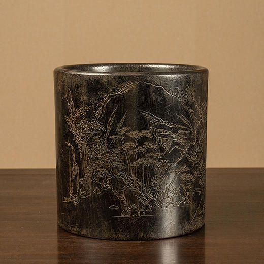 清 秦祖永款紫檀木雕墨芥幽居图诗文笔海 商品图0