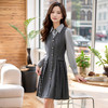 奢姿2024年秋季新款大码女装拼接压褶裙子胖妹妹休闲翻领连衣裙9943860328 商品缩略图2