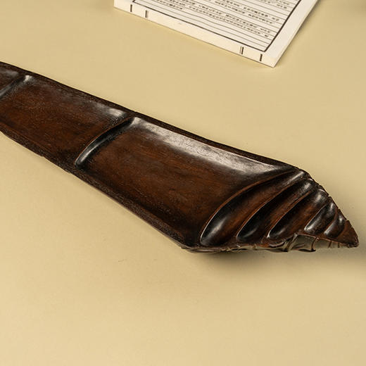 清 紫檀木雕竹节诗文大臂搁 商品图3