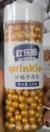 （欢乐焙）压片糖果 金色装饰彩糖7mm 130g/瓶