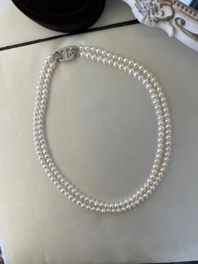 7DAYS复古多戴可调节麻花珍珠双层项链choker链