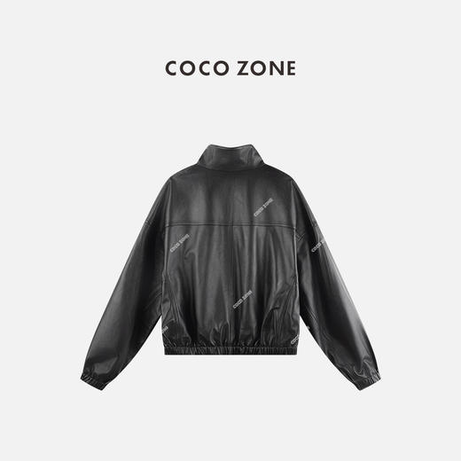 COCO ZONE 秋季时尚立领皮衣外套气质落肩袖上衣CC2C1932 商品图1