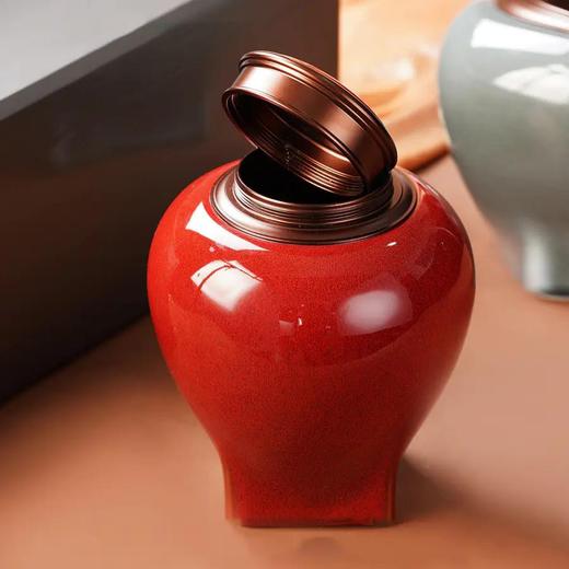 见喜【红.实木烤漆 .螺丝口小单瓷+1茶勺】135元1套.整箱12套 商品图5