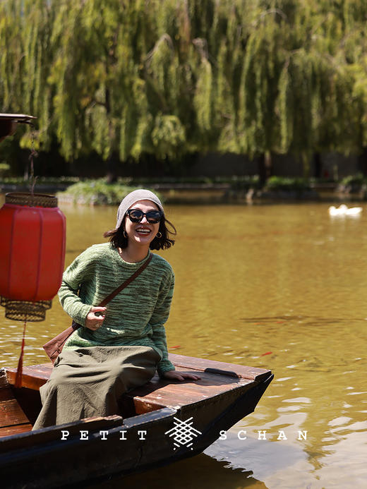 PETIT SCHAN小闪 CLO#595 Matcha Thousand Layers 抹茶千层 真丝羊绒圈圈纱圆领毛衣 商品图1