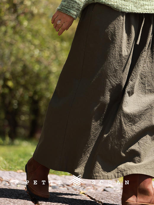 PETIT SCHAN小闪 CLO#596 The Ways of The World 世故 日本进口皱感精梳长绒棉半身裙 商品图0