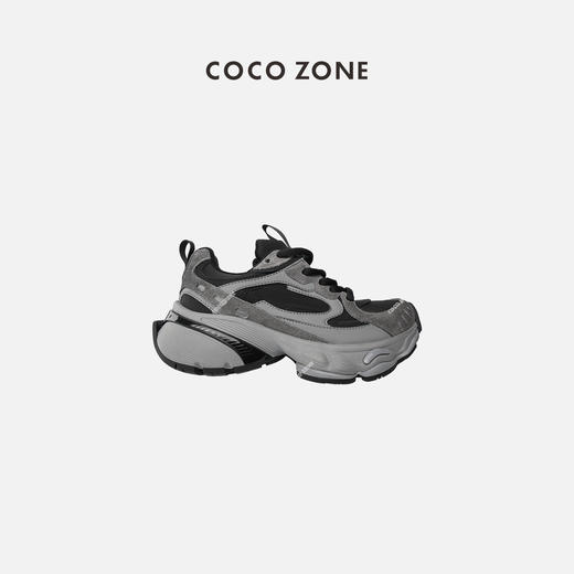 COCO ZONE厚底百搭运动休闲鞋系带跑步真皮老爹鞋23C30726 商品图0