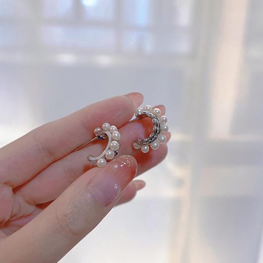 7DAYS爱心C型双排耳钉baby珠耳钉 商品图2