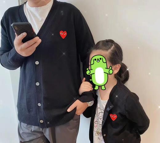 川久潮牌play开衫毛衣情侣款儿童亲子款爱心刺绣羊毛衫外套亲子装保玲 商品图8