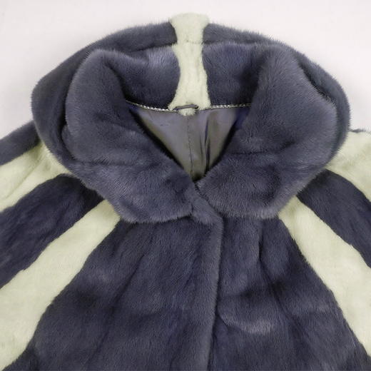 SIM GRAACE 优雅夫人 女士进口天鹅绒拼色水貂连帽休闲中长外套 商品图4