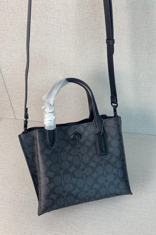 秋冬特惠💰450 coach/蔻驰新款 willow tote24新色到货 手提斜挎包，C8562老花棕色，C8561拼色，8869全黑 ，mini，尺寸：24×20×10cm 商品图2