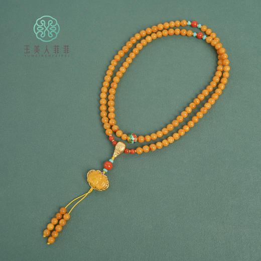 S925蜜蜡吊坠-蝙蝠圆珠项链约6.5mm 商品图0