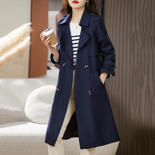 秋季新款女装韩版修身双排扣长款外套女式风衣 ZYF8903 商品图1