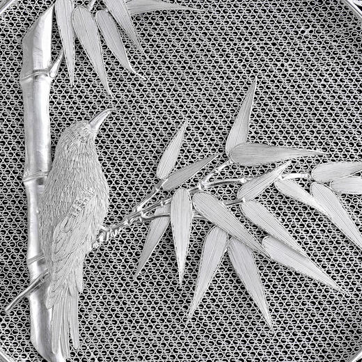 子佩集S999银纯手工制作【清竹瑞鸟】花丝盘纯银摆件大师工坊原创设计【QZRNHSP】2409 商品图3