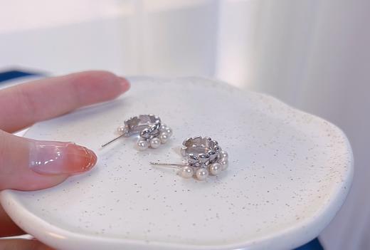 7DAYS爱心C型双排耳钉baby珠耳钉 商品图1