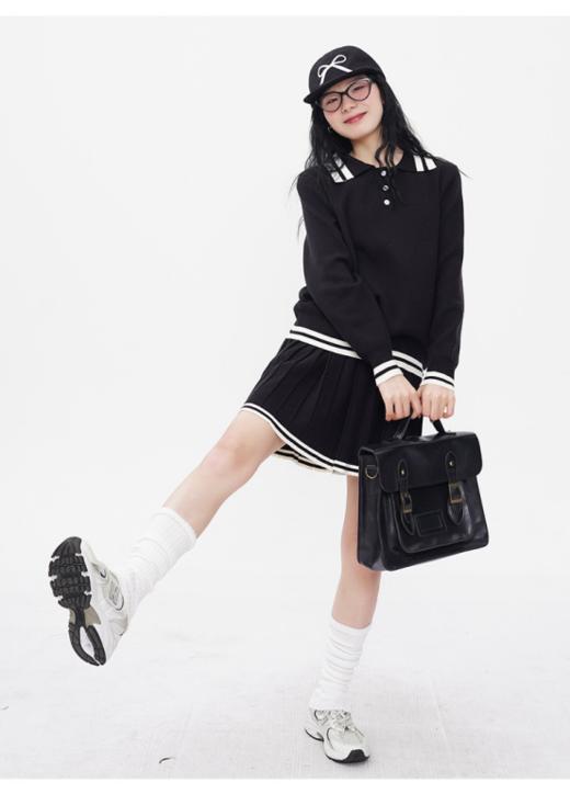 🌸【岚可可学院风polo领针织毛衣短裙两件套装】🌸1、宽松简洁的衣型上身格外显娇小，🎈🎈🎈自带显瘦滤镜和休闲温柔属性~ 💗 商品图3