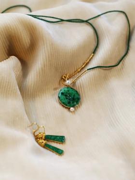 满月 | 珍珠花青挂坠