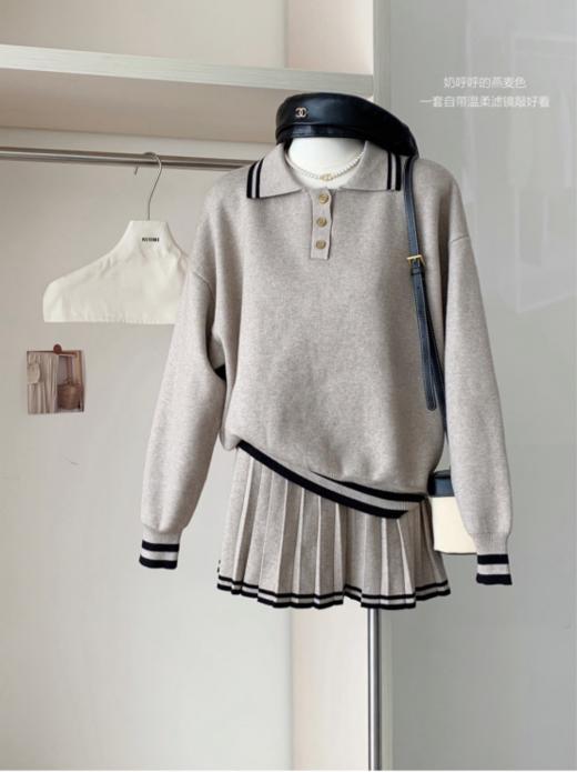 🌸【岚可可学院风polo领针织毛衣短裙两件套装】🌸1、宽松简洁的衣型上身格外显娇小，🎈🎈🎈自带显瘦滤镜和休闲温柔属性~ 💗 商品图6