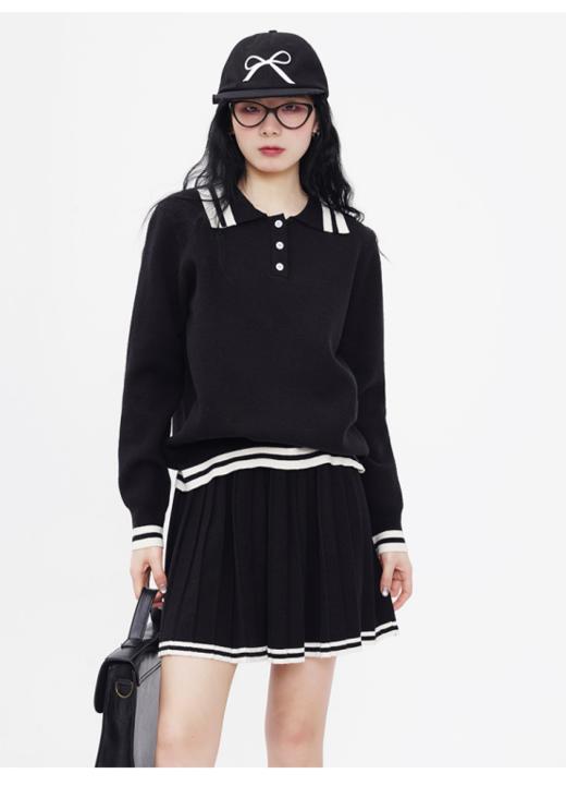 🌸【岚可可学院风polo领针织毛衣短裙两件套装】🌸1、宽松简洁的衣型上身格外显娇小，🎈🎈🎈自带显瘦滤镜和休闲温柔属性~ 💗 商品图4