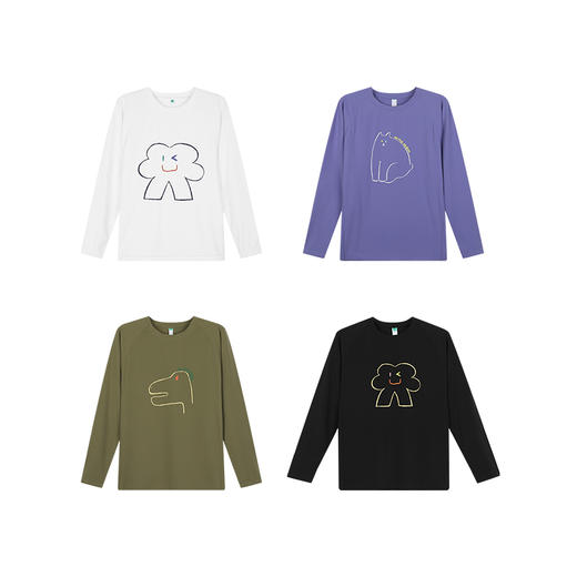 【十一降价福利】ACMEITEM爱棵米 户外亲子趣味印花长袖T恤圆领宽松磨毛打底衫男女GAF3340058E/GAF3341455E 商品图4