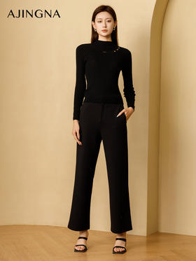 【商场同款】阿菁娜2024秋季新款高腰宽松显瘦直筒裤A29Q210061