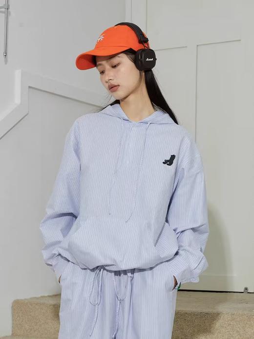 Mood Like Me/MCS2408/牛津纺套头半开领 连帽抽绳衬衫 商品图1