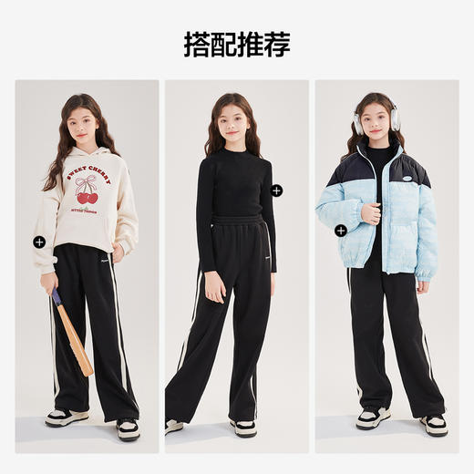 笛莎Deesha青少年女童裤子2024冬季新款复古学院风直筒裤 商品图4