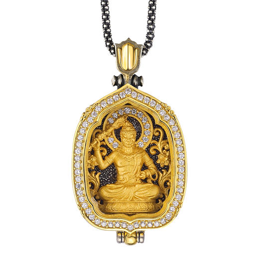 【宏艺珠宝】荷花叶噶乌盒白钻款·生肖·银s925挂坠（默认配手工编织绳） 商品图0