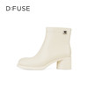 D:FUSE迪芙斯2024冬季新款经典真皮百搭通勤靴法式圆头增高粗跟短靴DF44116426 商品缩略图1