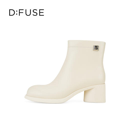 D:FUSE迪芙斯2024冬季新款经典真皮百搭通勤靴法式圆头增高粗跟短靴DF44116426 商品图1