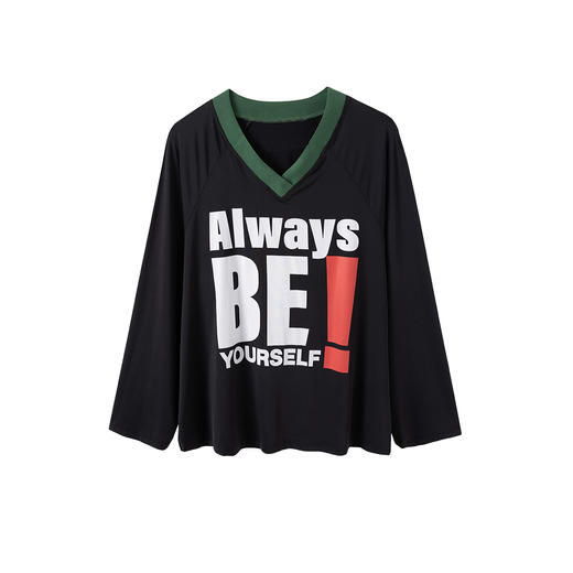 2024年新款白标~留在舒适区~球衣风撞色V领长袖T恤 商品图3