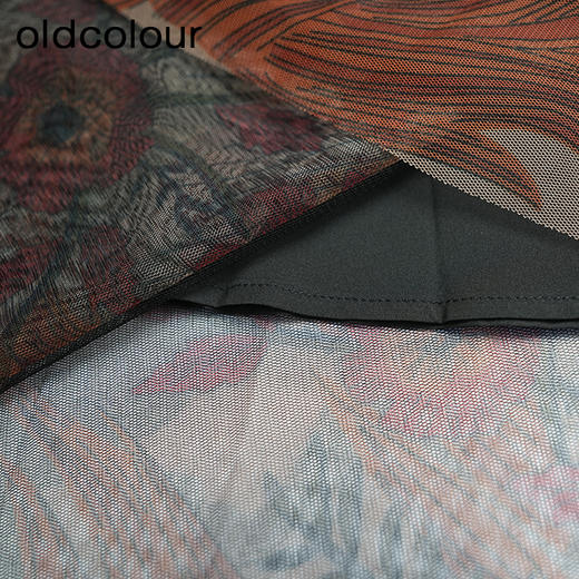 oldcolour春秋款气质复古优雅碎花松紧腰长款半身裙N11063177 商品图4