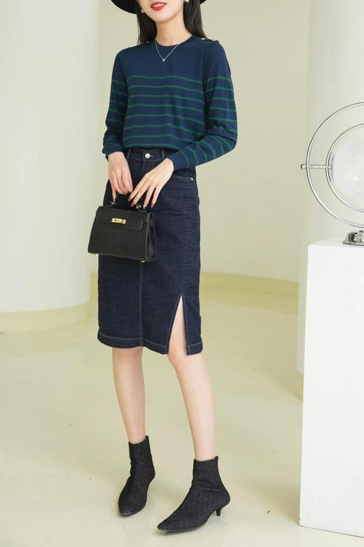 07720#前开叉牛仔裙 商品图0