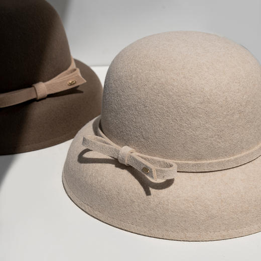 疯帽子 赫本风羊毛呢灯罩帽子女 冬法式复古优雅气质盆帽保暖 商品图3