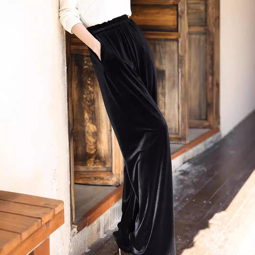 韩国丝绒百搭裤子，高腰显瘦阔腿裤长裤TT-96231 商品图2