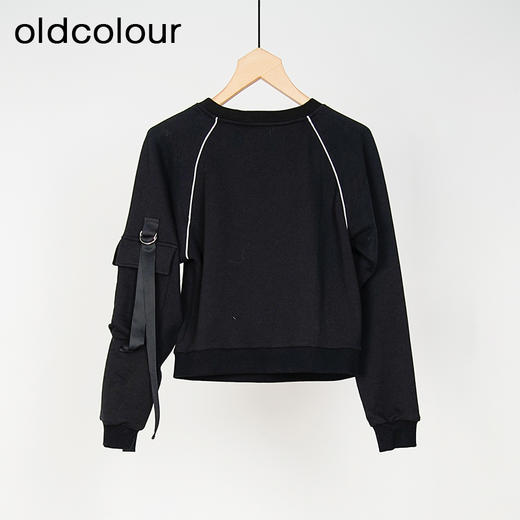 oldcolour黑色休闲气质百搭宽松长袖T恤女L41023194 商品图1
