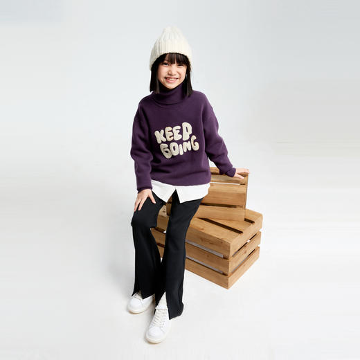 男女童高翻领针织衫冬季新款安奈儿童装EM444614 商品图5