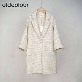 oldcolour秋冬款气质百搭厚实格子长款毛呢外套女GL41048929