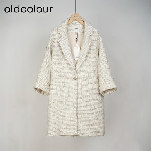 oldcolour秋冬款气质百搭厚实格子长款毛呢外套女GL41048929 商品图0